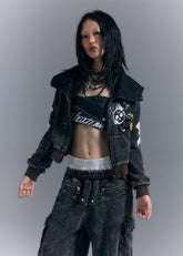 Street Punk Printed Hooded Sweater Long Sleeve Short Jacket